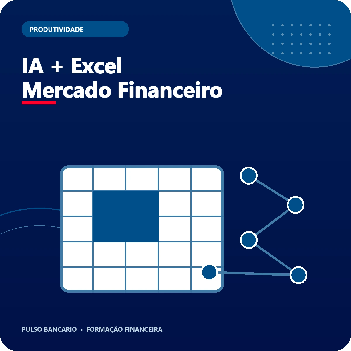 Arte editorial do curso IA + Excel Mercado Financeiro